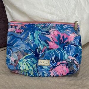 Lilly Pulitzer Vibrant Blue and Pink Cosmetic Bag